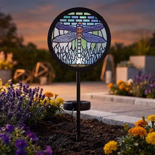 Garden Greatness Tiffany Dragonfly Multicolour Solar LED Garden Stake Light