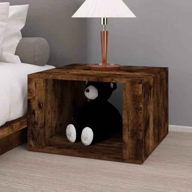 Berkfield Home Elegant Bedside Table in Smoked Oak Brown, W/D/H: 57 x 55 x 36 cm – 1