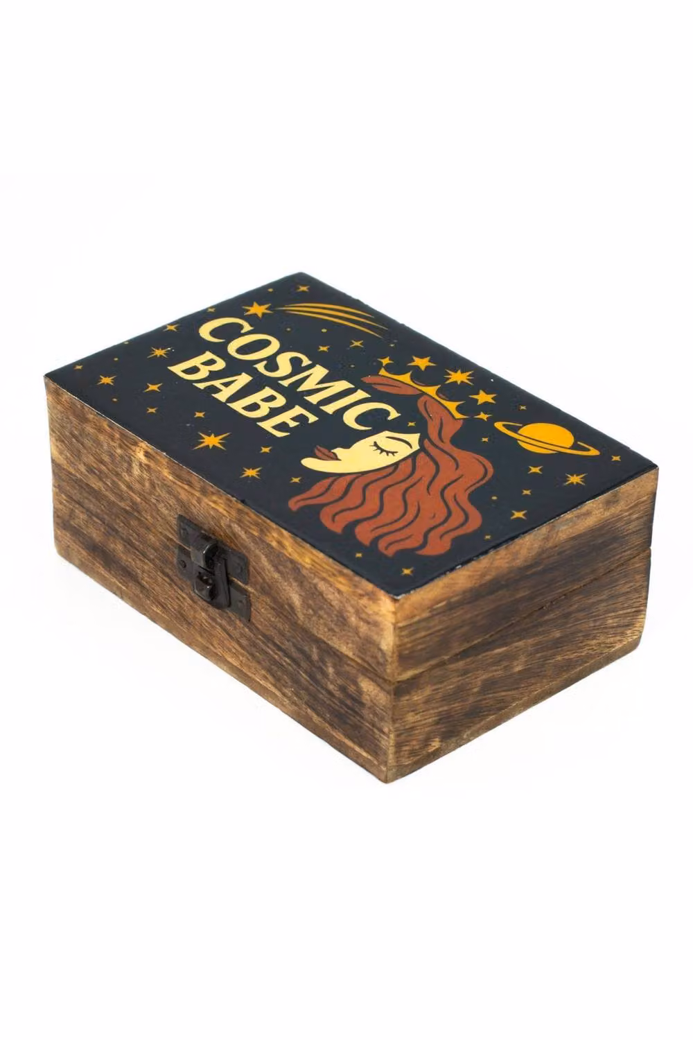 KDMD Cosmic Babe Enamelled Mango Wood Jewelry and Gift Storage Box in Brown – 2
