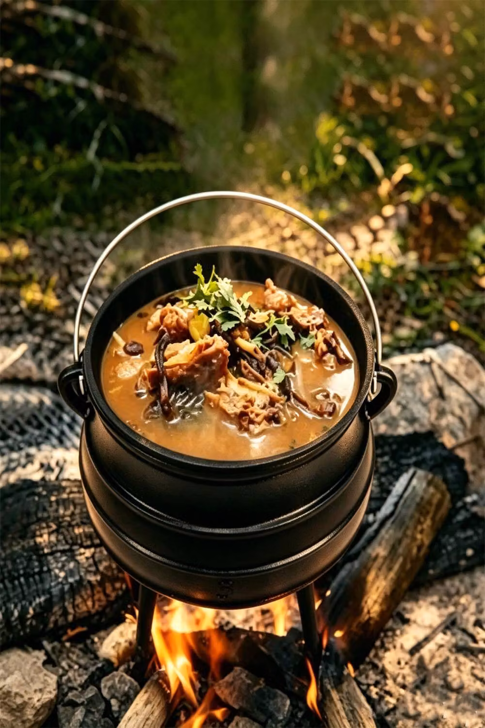 ExtraStar 8L Uncoated Cast Iron Potjie Pot Casserole with Lid in Black – 2