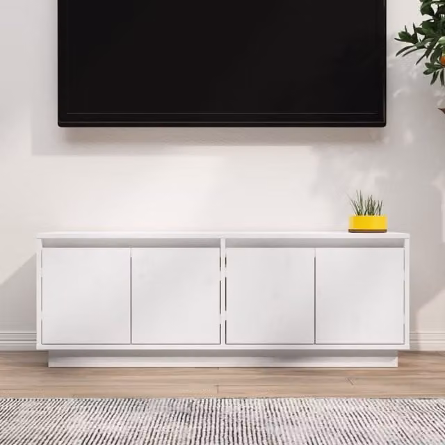 Berkfield Home White Rustic Solid Wood Pine TV Cabinet W/D/H: 110 x 34 x 40 cm