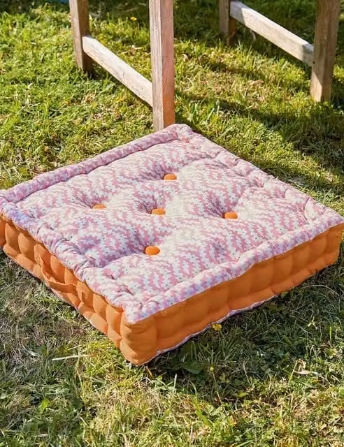 LAND & SHORE Pink Mix Patterned Pure Cotton Square Outdoor Cushion with Stain Repellent Finish