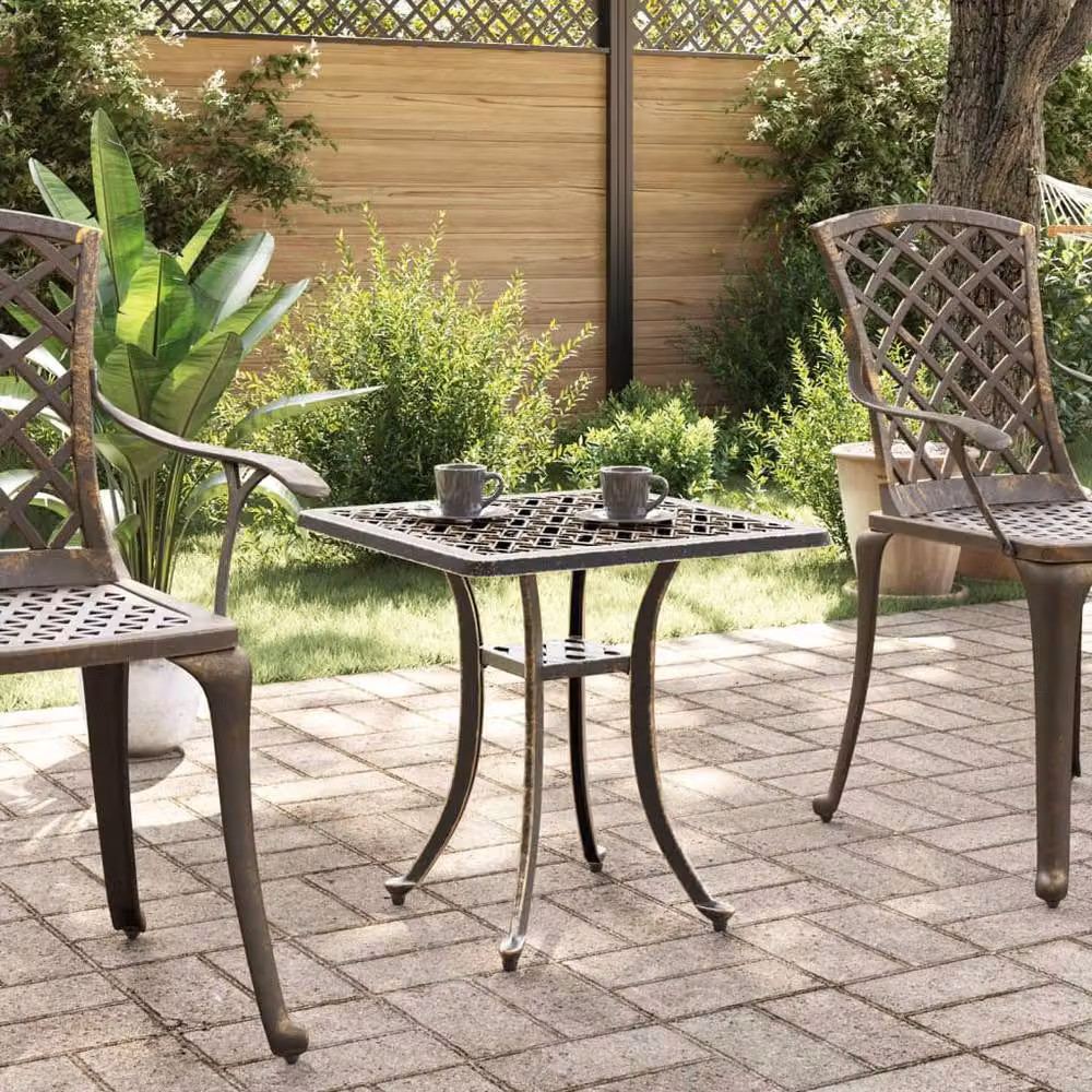 Berkfield Home Brown Cast Aluminium Garden Table, W/D/H: 53 x 53 x 53 cm – 3