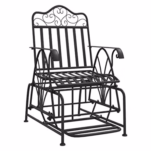 vidaXL Glider Bench with Armrests in Black Matt Steel – 1