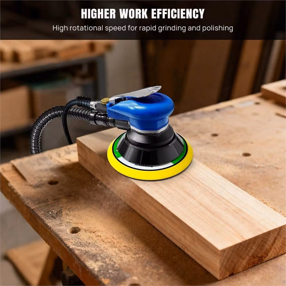 Nordara Blue Pneumatic Air Random Orbital Palm Sander with 150mm Pad and 11000RPM Power Polisher – 5