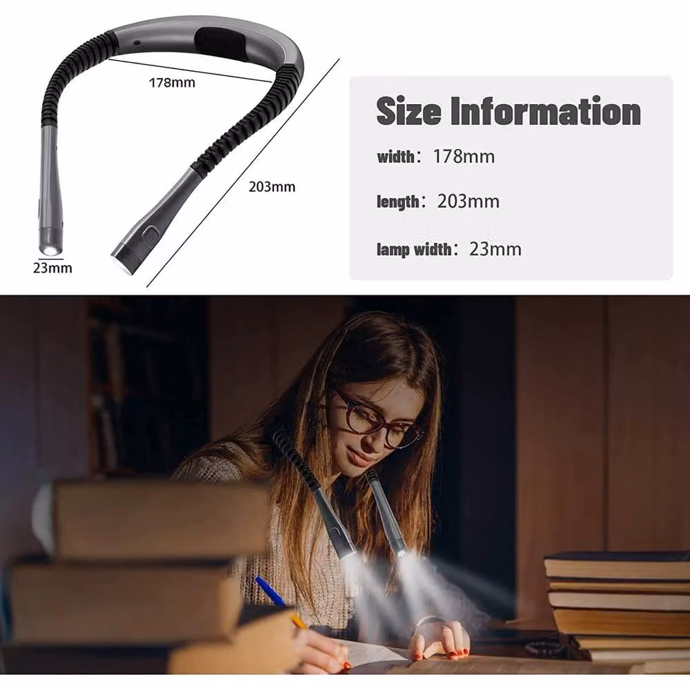 NESTLUNE Handsfree LED Flexible Neck Light, USB Rechargeable, Black – 4