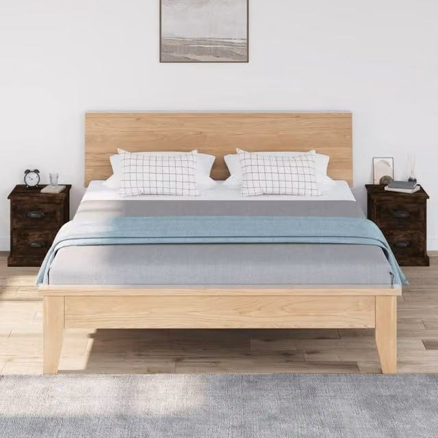 Berkfield Home Set of 2 Durable Bedside Cabinets in Smoked Oak Brown, W/D/H: 39 x 39 x 47.5 cm – 1