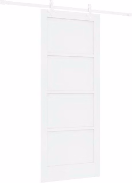 Berkfield Home Minimalist White Lacquered Solid Pine Sliding Door with Hardware Set W: 83 cm, H: 202 cm