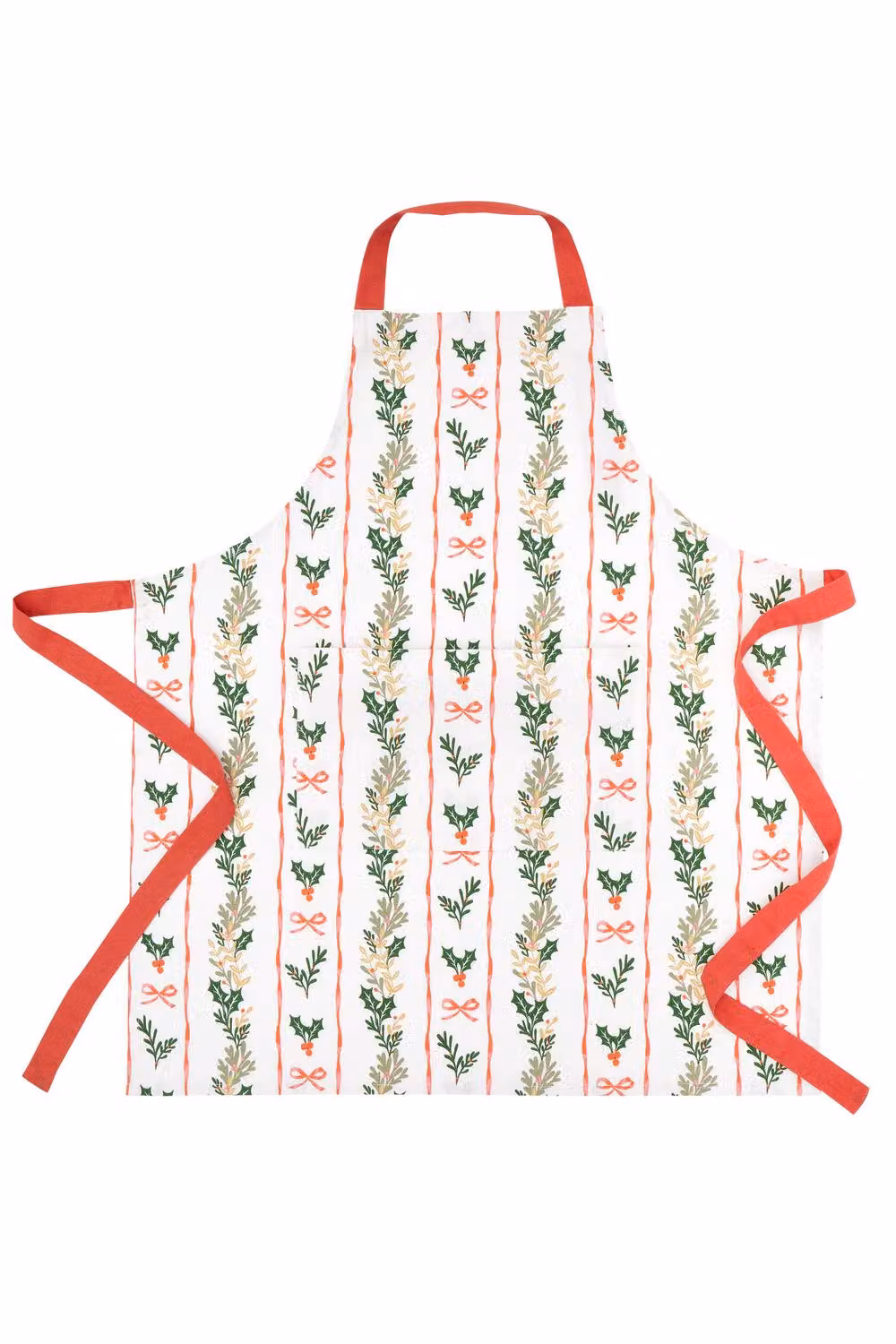Catherine Lansfield Christmas Holly Stripe Cotton Adult Kitchen Apron in White and Red, W/H: 70 x 80 cm – 2