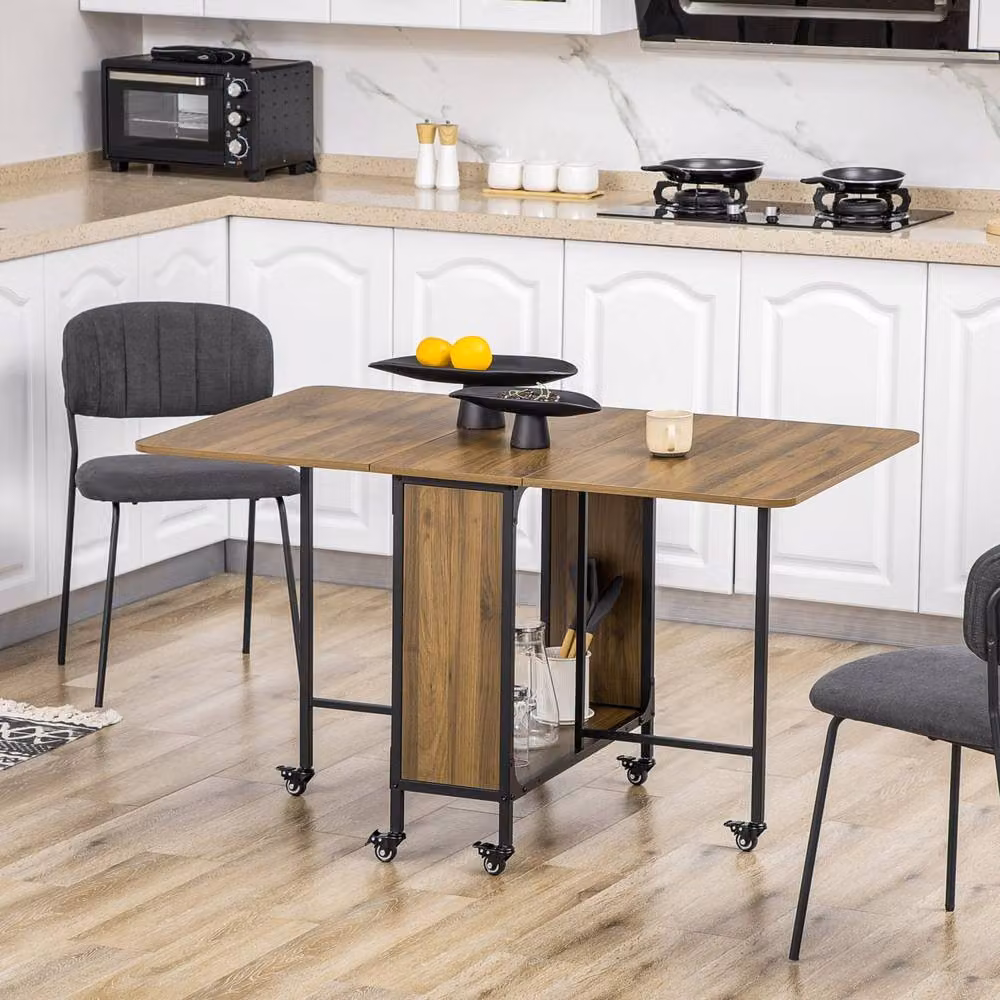 Wyld Haus Suzito Drop Leaf Dining Table in Brown and Black, Seats 6 – 3