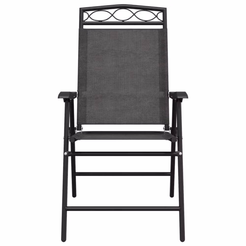 Berkfield Home Beautiful Folding Garden Chairs, 8 Piece Set in Melange Grey Steel and Textilene – 4