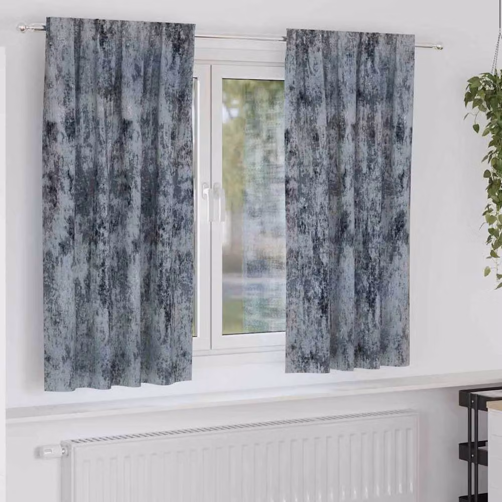 Berkfield Home Velvet Eyelet Curtains, 2 Pack, Silver Grey, H 175 cm x W 140 cm – 2