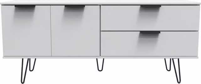 Ready Assembled 2 U Fuji Wide Sideboard with 2 Doors and 2 Drawers in Matt Mid Grey