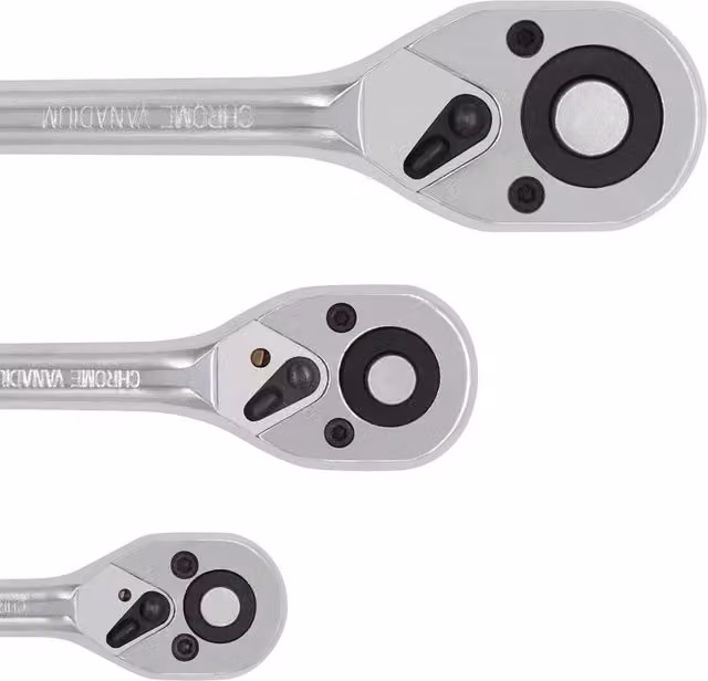 SPETLEK 3-Piece Heavy Duty Quick Release Ratchet Handle Set in Silver Chrome Vanadium Steel