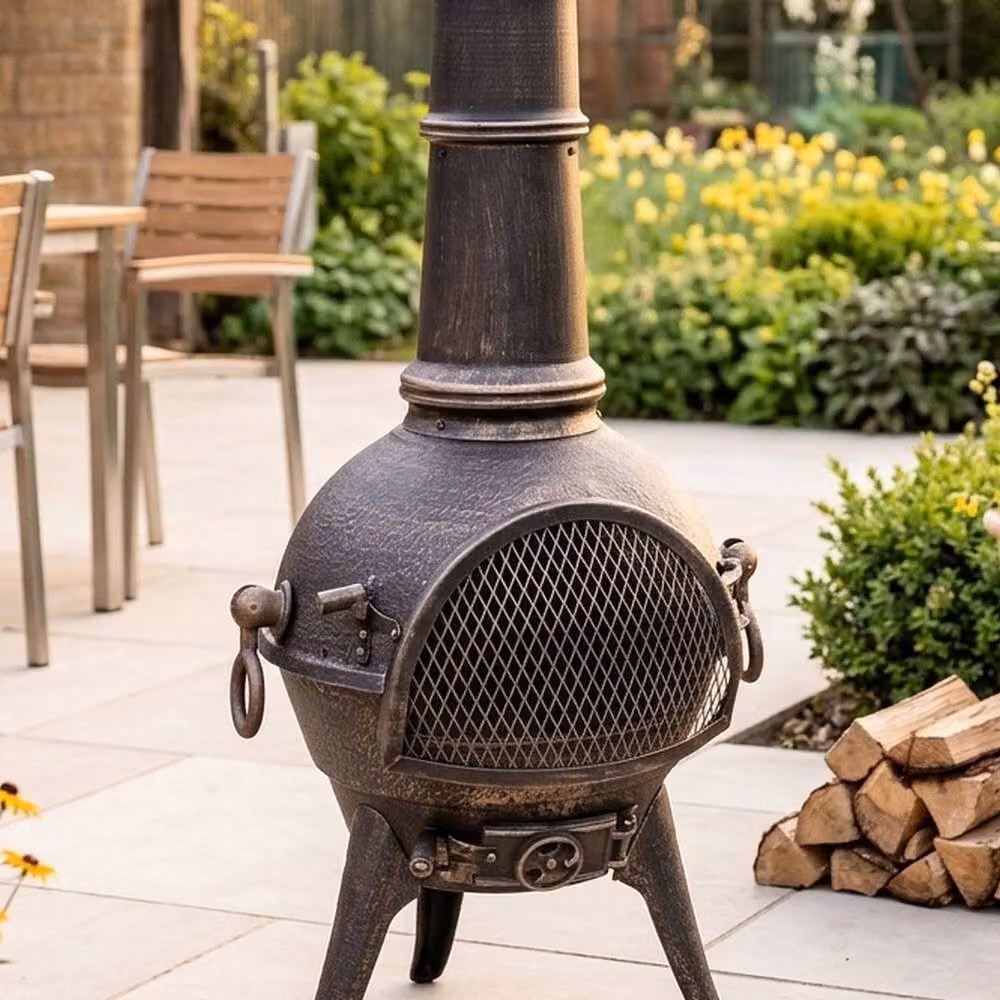 Garden Greatness Grande Clasico Traditional Chiminea in Bronze, Black and Multicolour Cast Iron and Steel – 2