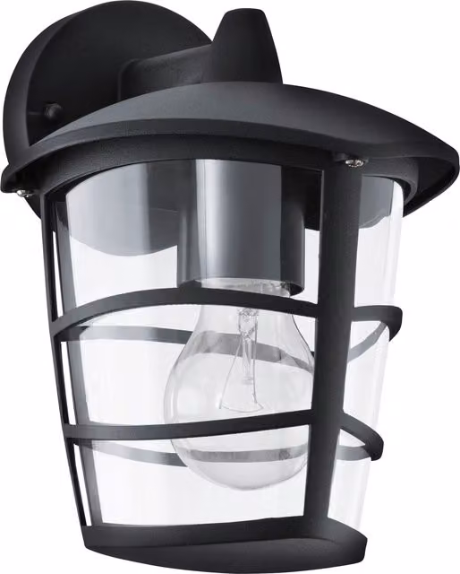 Loops Modern Black Metal Outdoor Wall Lantern IP44 with E27 Bulb Compatibility – 3