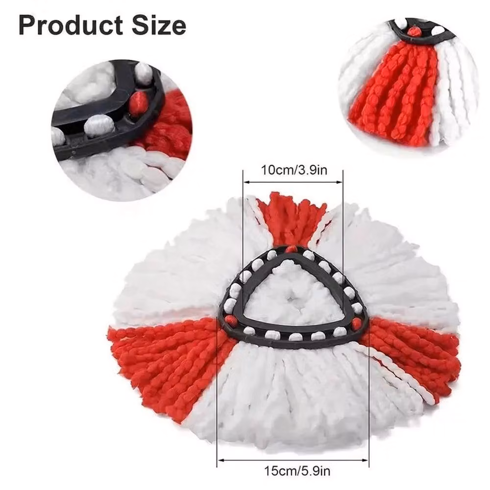 PAWNORA 6 Pack Mop Heads with Red and White Stitching – 2