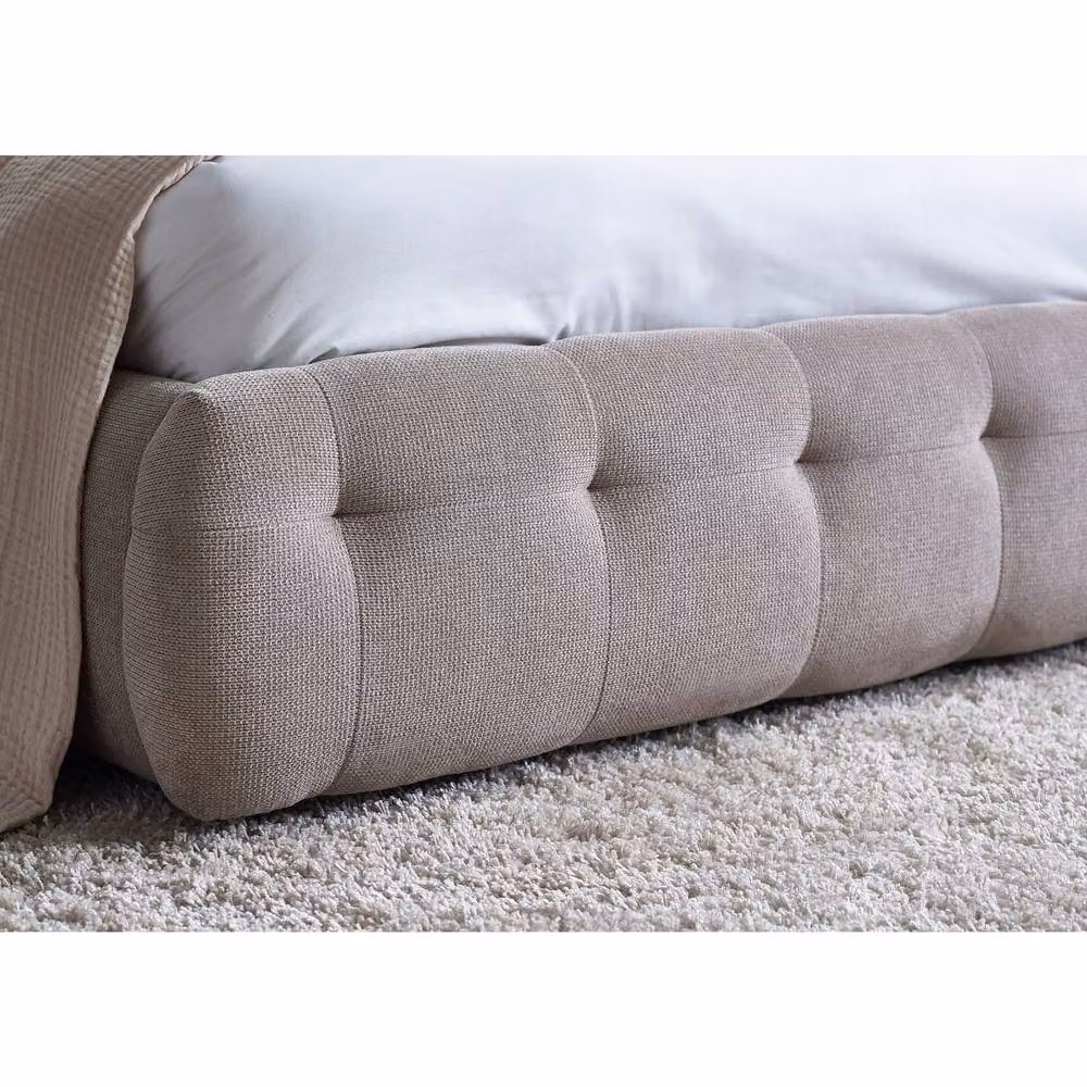 Cheshire Modern Upholstered Fabric Bed in Beige, W/D/H: 150 x 200 cm – 3