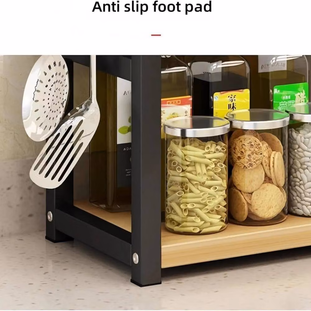 FLAVORA 2 Tier Spice Rack and Coffee Station Organiser in Brown – 4