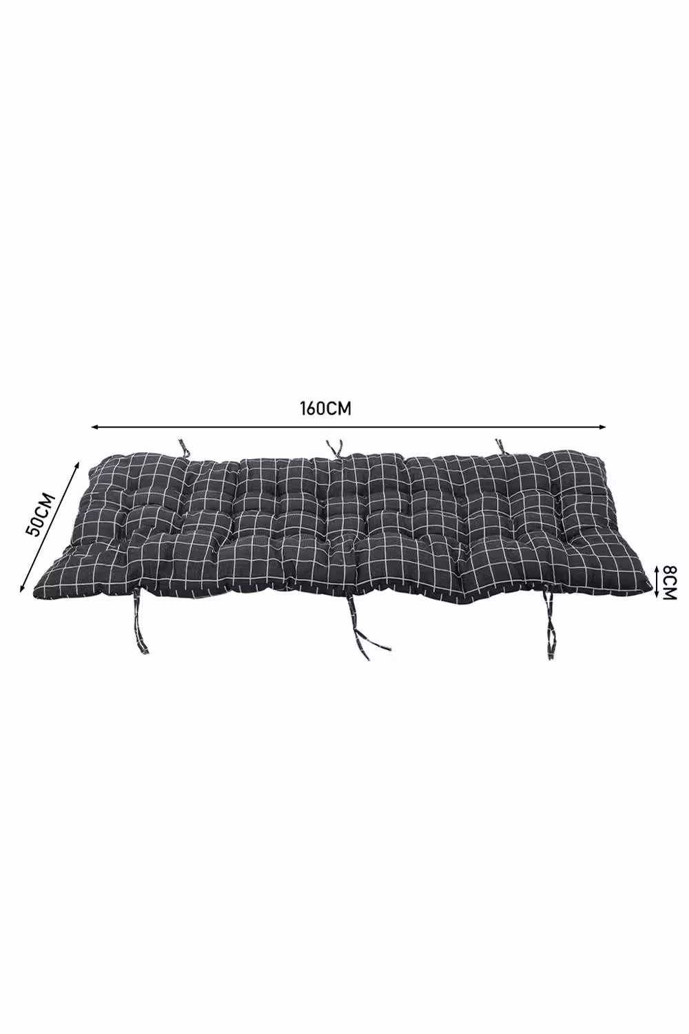 Living and Home Black Plaid Print Button Tufted Beach Chair Seat Cushion, W: 50 cm, L: 160 cm – 3