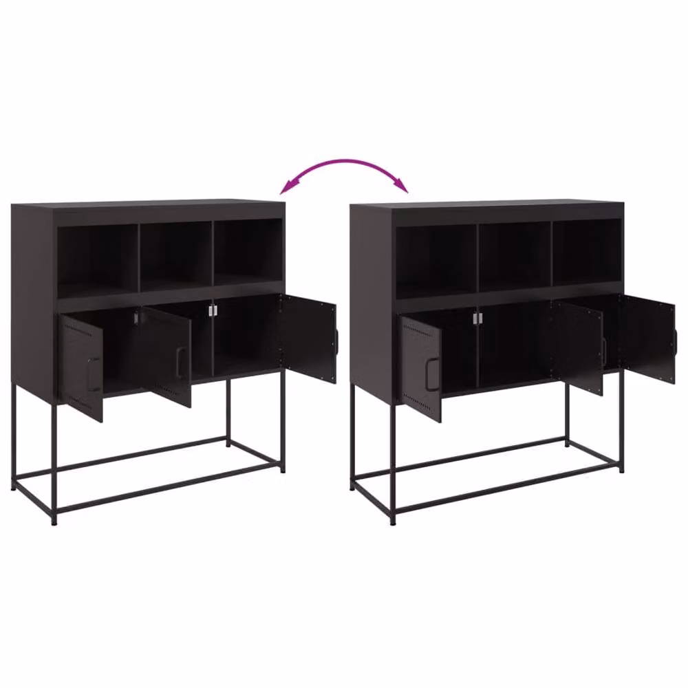 Berkfield Home Black Matt Metal Sideboard W/D/H: 100.5 x 39 x 107 cm – 4