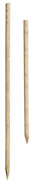 Primrose Pack of 5 Brown Wooden Round In-Ground Fence Posts, Height: 243 cm – 2