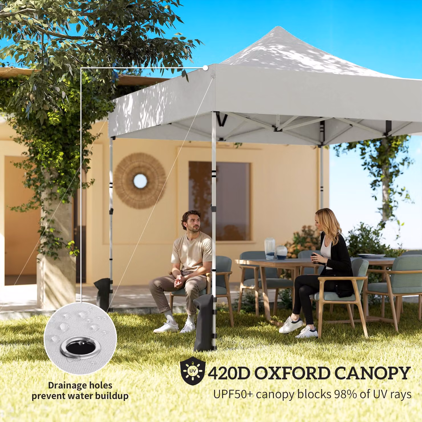 Outsunny Pop Up Gazebo with Sidewalls and Windows, UPF 50+ Heavy Duty Garden Party Tent Marquee in Silver Grey, W: 300 cm, D: 300 cm, H: 240 cm – 2