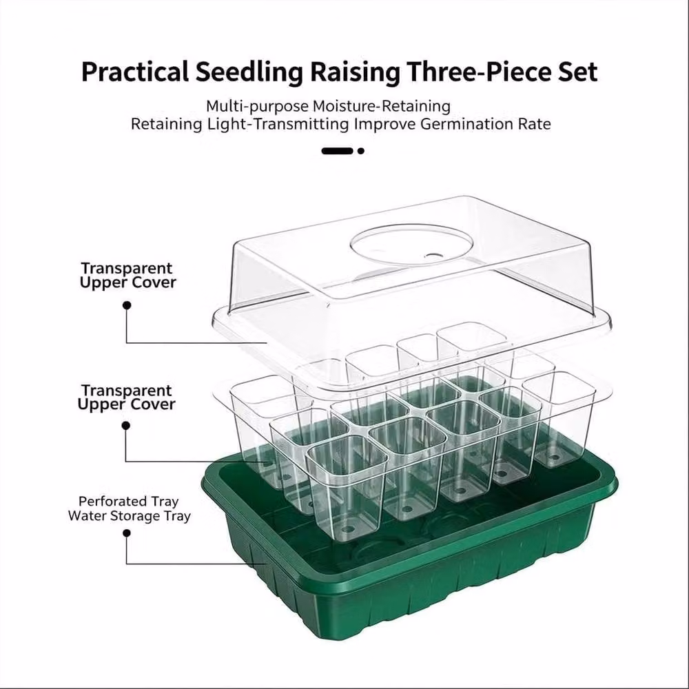 FLAVORA 6-Piece Green 72-Cell Seed Starter Propagator Tray Set – 3