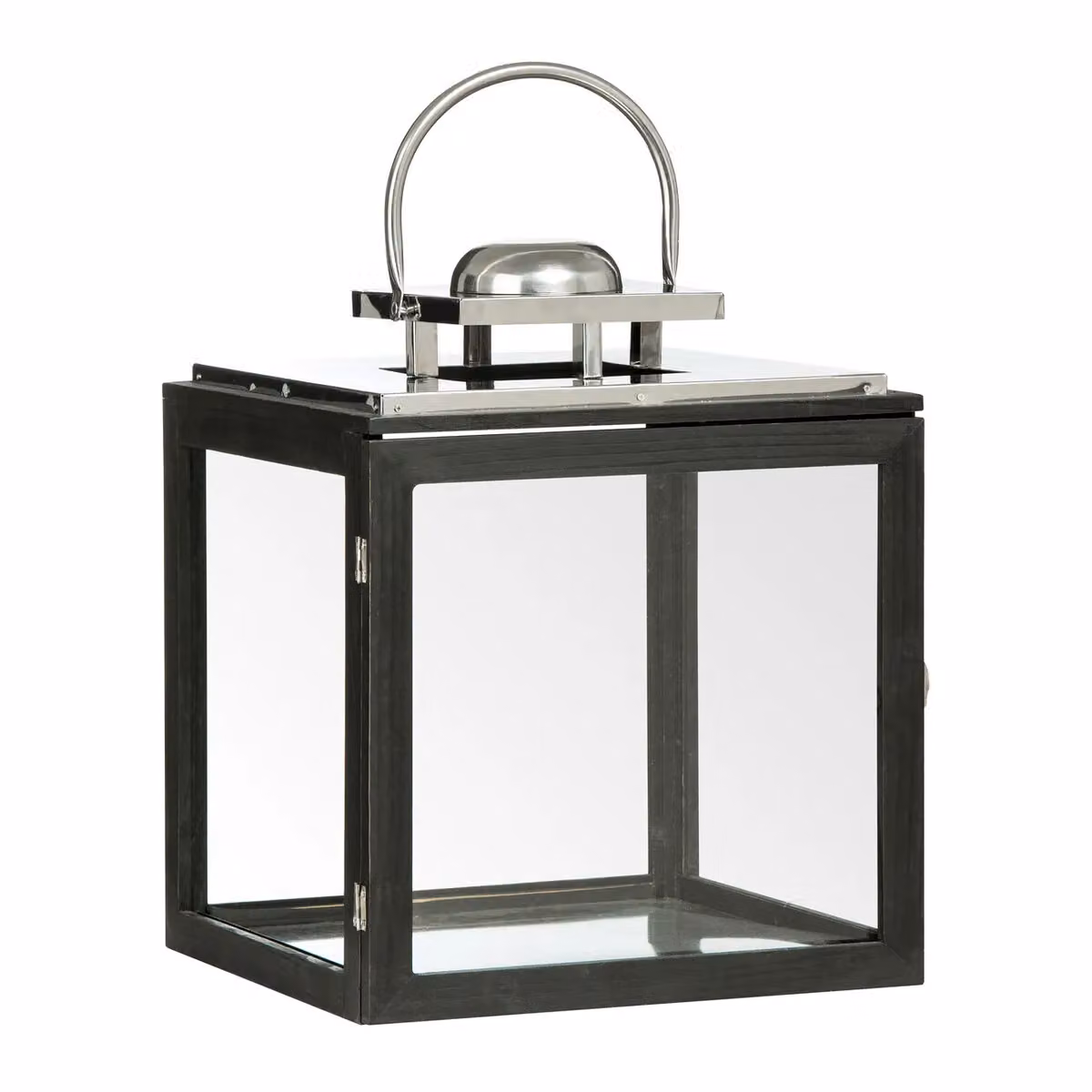 Orsina Large Stainless Steel and Black Wood Candle Holder Lantern – 3