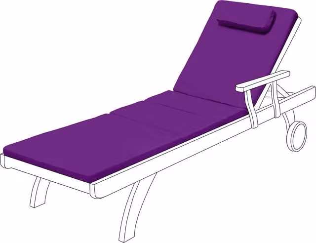 Gardenista Purple Rectangular Foldable Outdoor Garden Sun Lounger Cushion Pad with Weatherproof and UV-Resistant Outdoor Fabric