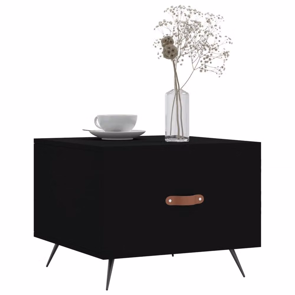 Berkfield Home Set of 2 Black Square Coffee Tables in Engineered Wood, W/D/H: 50 x 50 x 40 cm – 3