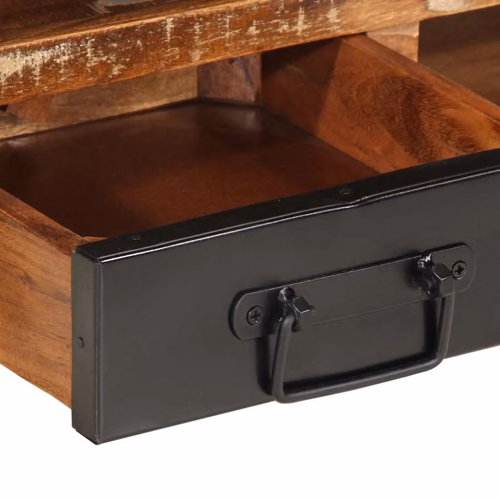 Berkfield Home Multicolour Reclaimed Solid Wood Coffee Table, W/D/H: 90 x 50 x 36 cm – 4