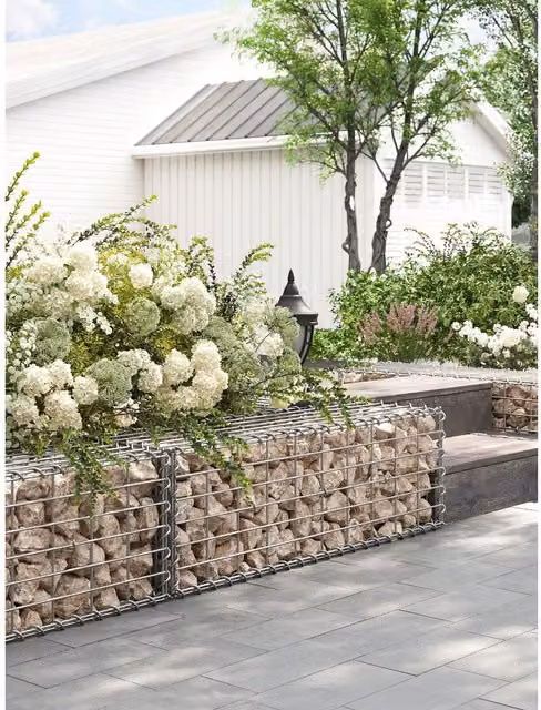 SONGMICS Set of 10 Rectangular Metal Gabion Baskets in Black and Silver, Galvanised Steel for Garden Decor and Partition, W/D/H: 50 x 30 x 30 cm