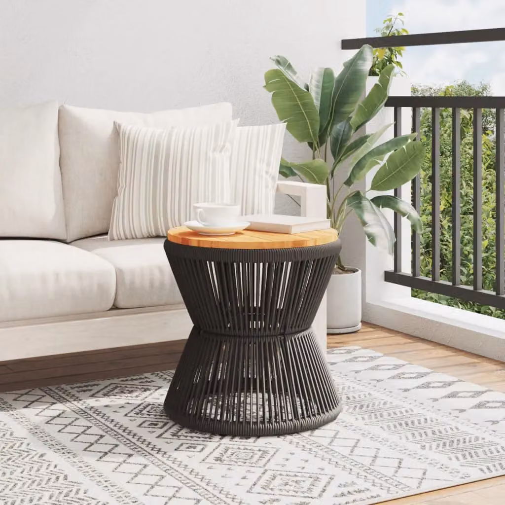 Berkfield Home Modern Acacia Wood Coffee Table with Black Wire Base, W/D/H: 45 x 44 x 44 cm – 3