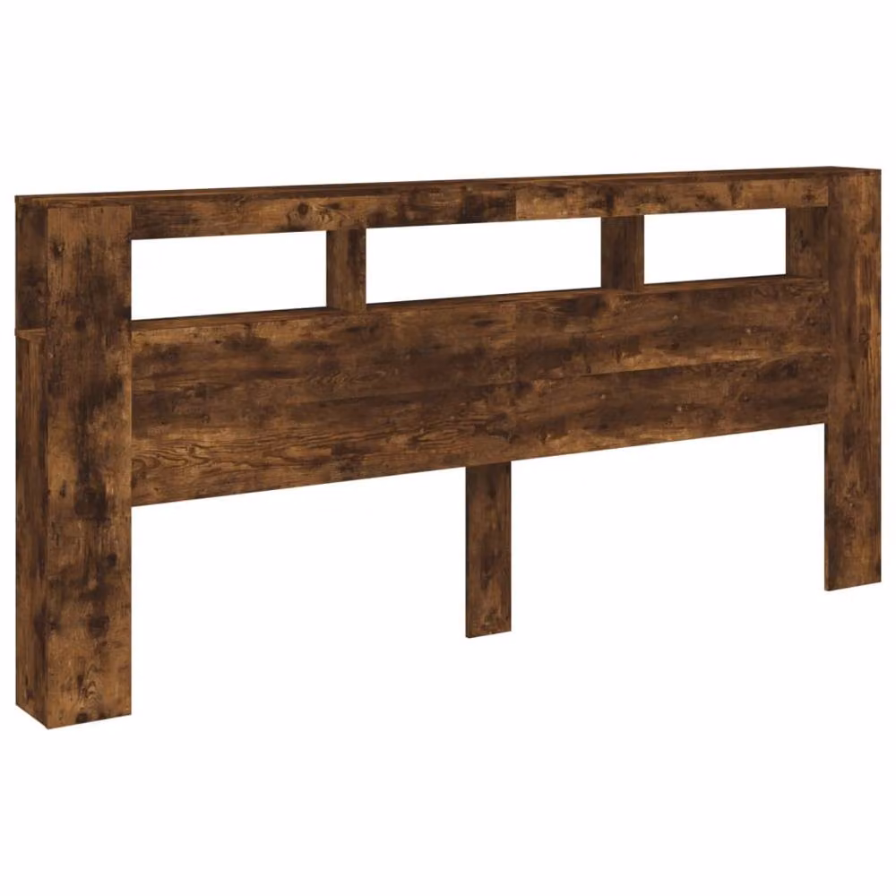 Berkfield Home LED Headboard in Smoked Oak Brown with Integrated Shelf and USB Charging Port, W/D/H: 220 x 18.5 x 103.5 cm – 3