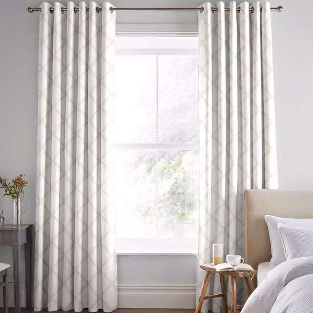 Laura Ashley Pennorth Made To Measure Blackout Eyelet Curtains in Green and White