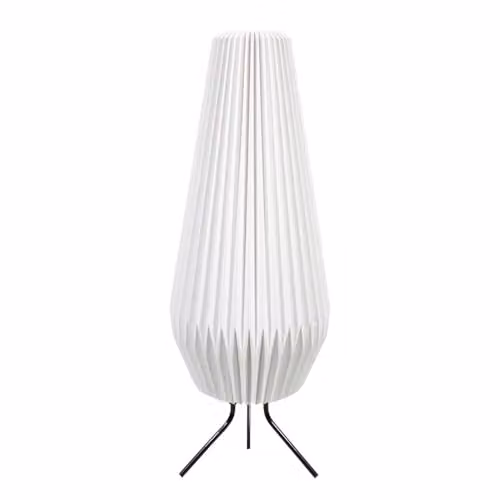 ValueLights White Geometric Origami Teardrop Paper Pleated Floor Lamp with LED Bulb