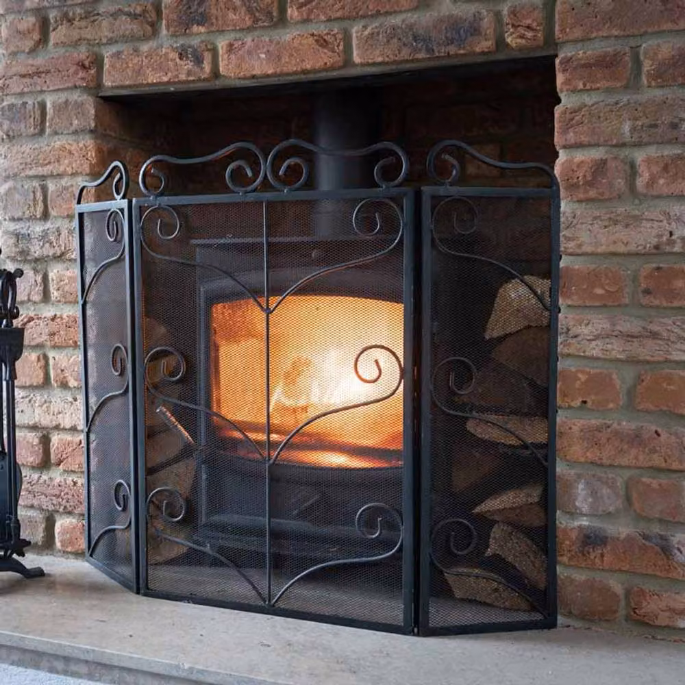 Lemon Pavilion Large Ornate Metal Fire Screen, Black, W: 85 cm, H: 75 cm – 2