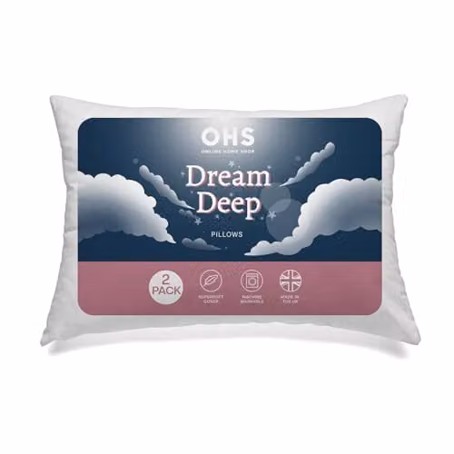 OHS 2 Pack White Hollowfibre Microfibre Bed Pillows for Side Sleepers – 2