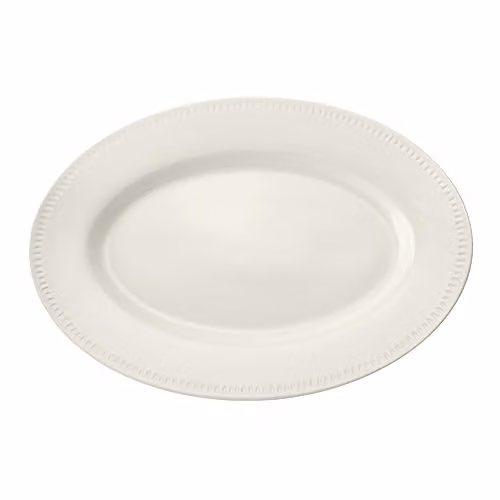 Mikasa Stoneware Oval Serving Platter in White and Beige – 1