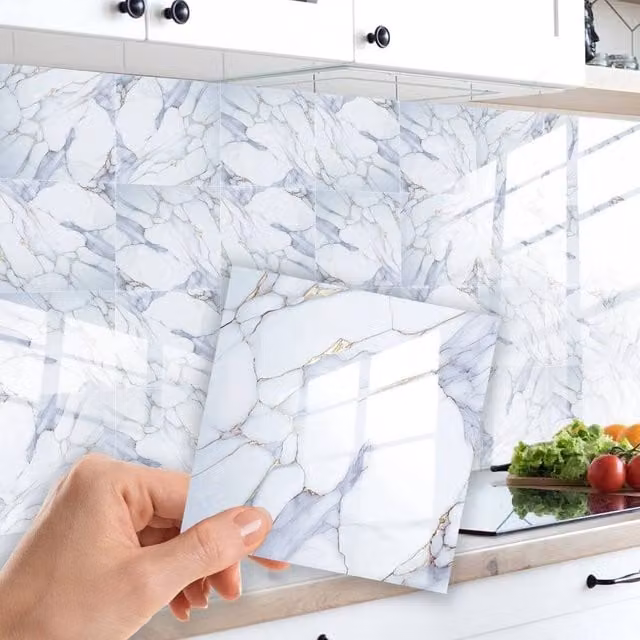 PAWNORA White Marble Tile Look Stickers – 1