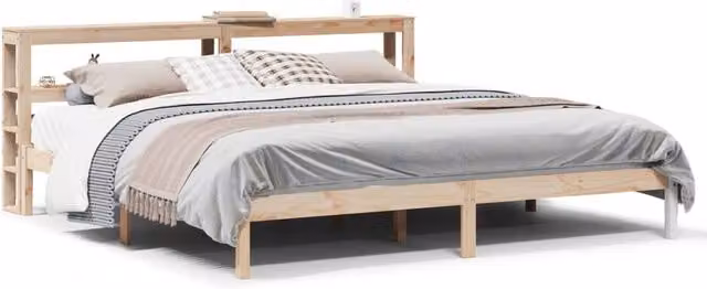 Berkfield Home Super King Solid Wood Pine Bed Frame in Beige, W/D/H: 180 x 200 cm