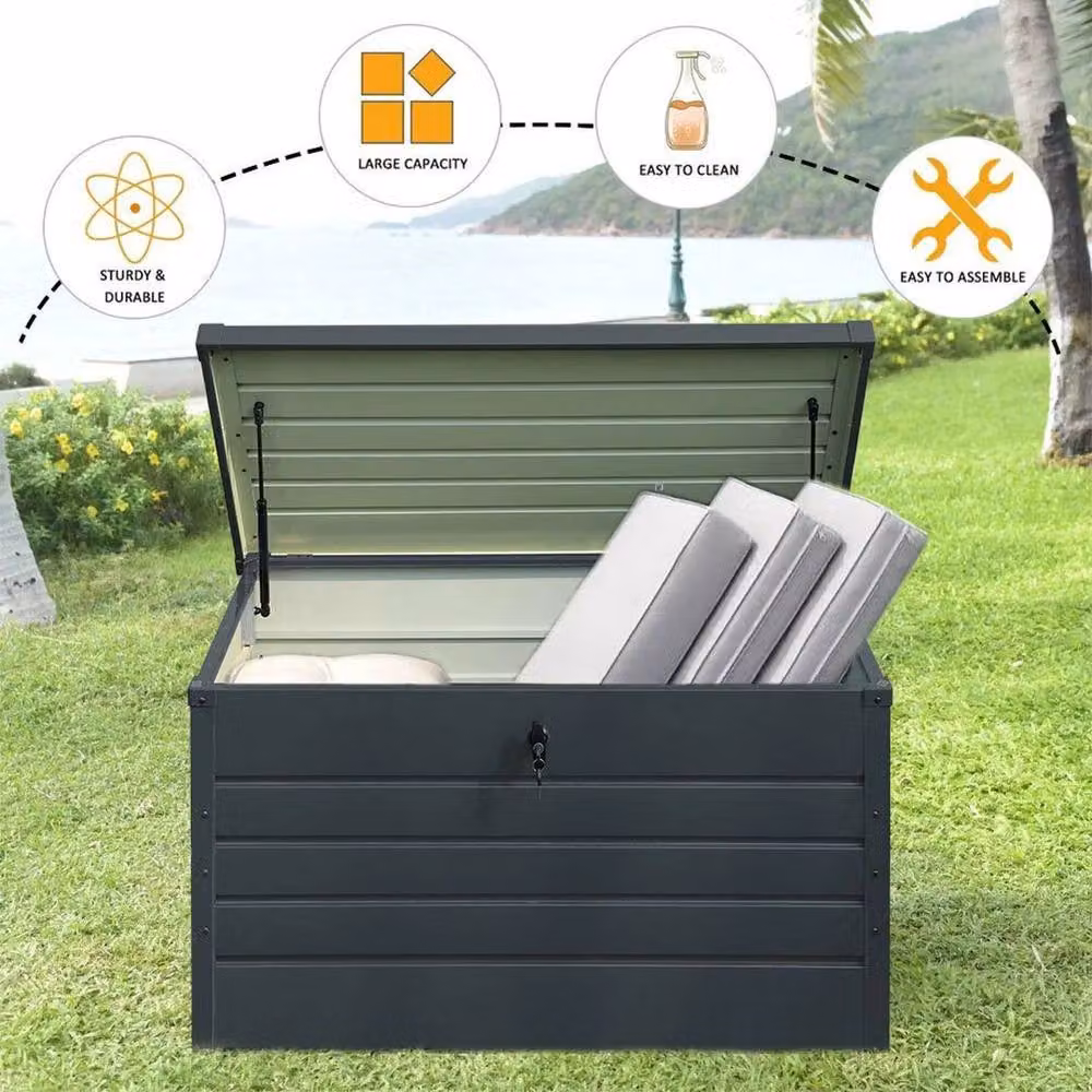 SPETLEK 350 L Metal Garden Storage Box in Grey – 2