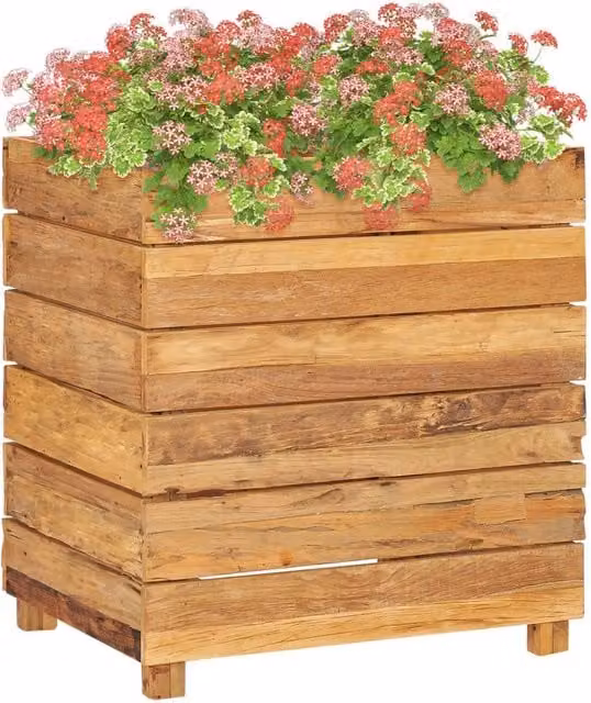Berkfield Home Raised Bed in Brown Solid Wood and Steel, W/D/H: 50 x 40 x 55 cm