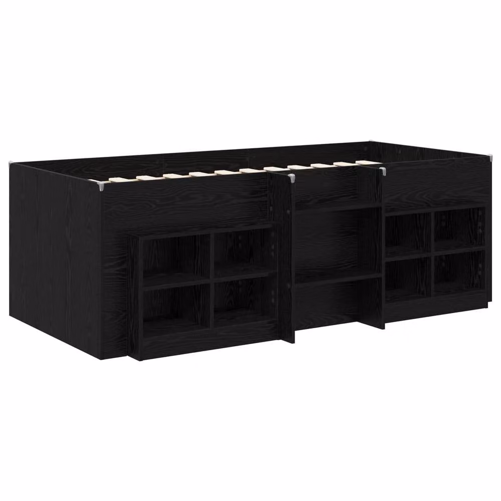 Berkfield Home Loft Bed Frame with Cabinet in Black Engineered Wood – 2