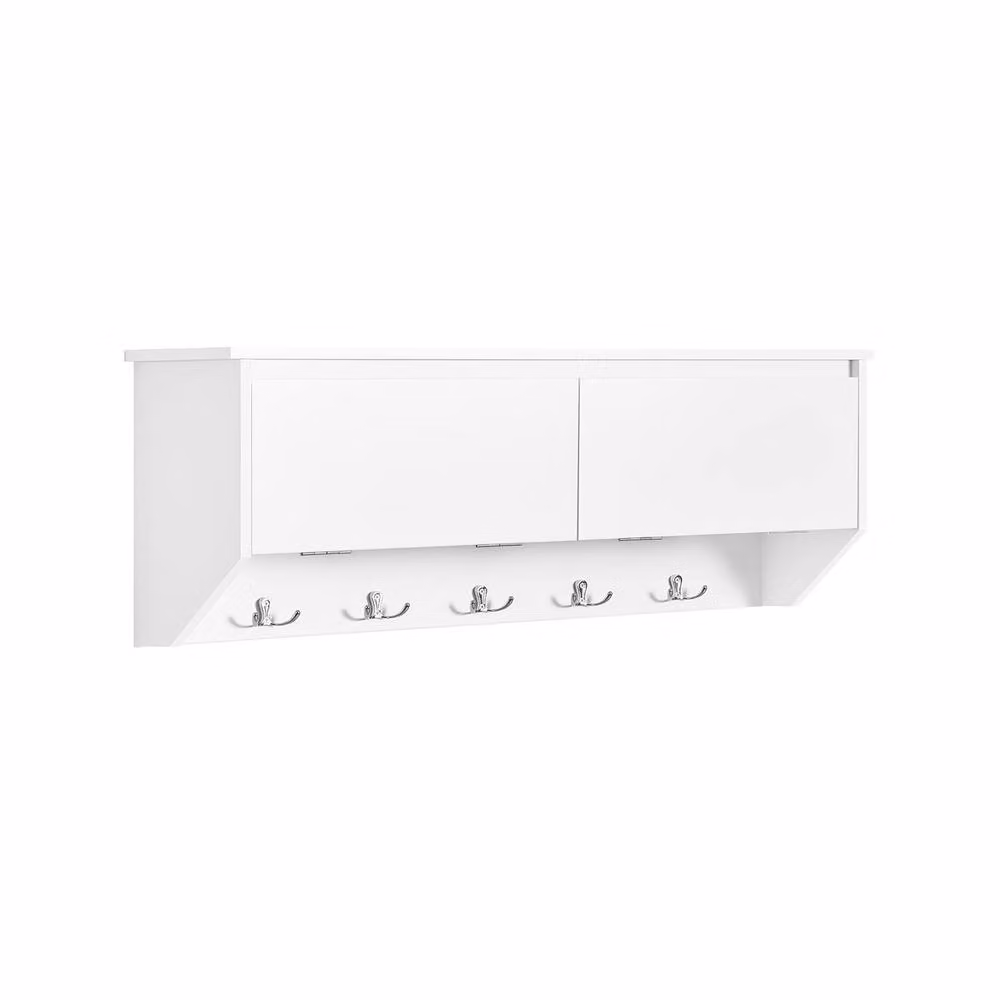 SoBuy Wall-Mounted Coat Rack with Storage in White – 2