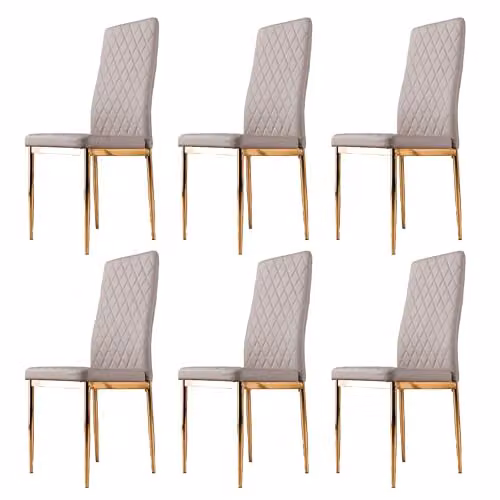 FurnitureboxUK Set of 6 Milan Modern Diamond Pattern Faux Leather Dining Chairs in Grey with Gold Legs – 3