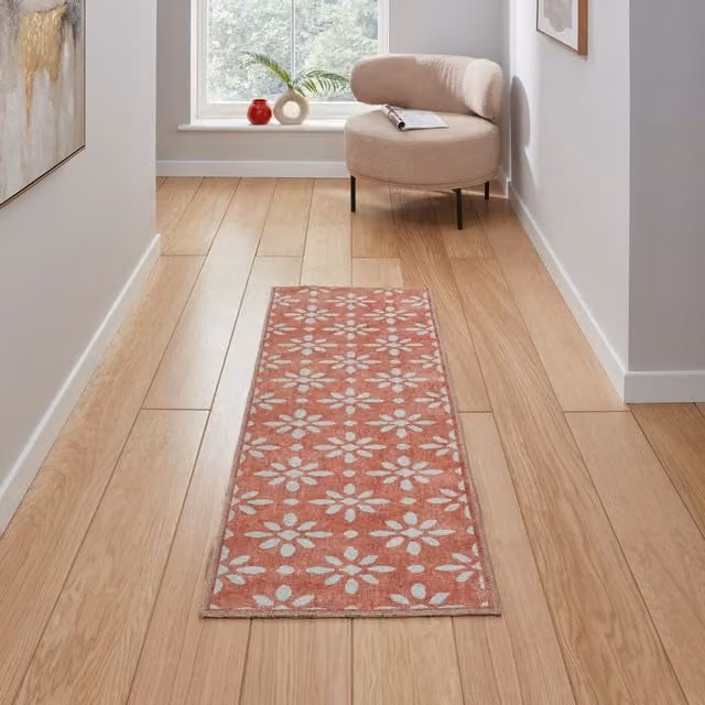 Terrys Orange Geometric Modern Flat Weave Polyester Table Runner