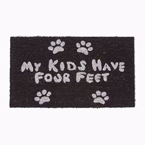 Homescapes Four Feet Paws Coir Doormat, Black and White, W: 70 cm, D: 40 cm