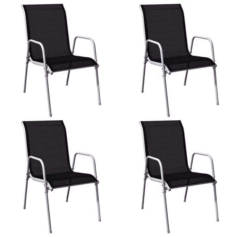 Berkfield Home 5 Piece Outdoor Dining Set in Black and Grey Steel and Glass